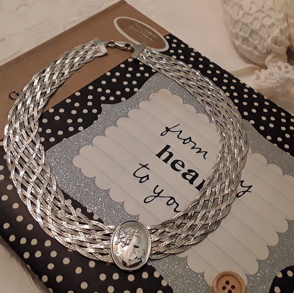 VTG SOLID 925 STERLING CAMEO CHOKER , 14 " ITALY - Picture 7 of 8